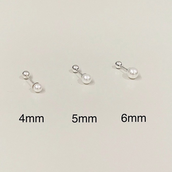 純銀海珍珠轉珠耳環(3尺寸/單隻)