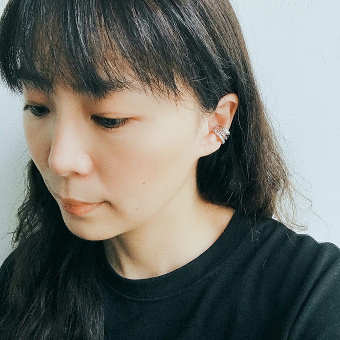 三環菱格紋耳骨夾(兩色)